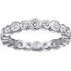 Lieson Anelli 925 Donna Argento, Anelli Fidanzamento Donna Semplice Eternità Rotondo 2.5MM Anelli con Zirconi Argento Anello Anniversario Matrimonio Promessa