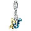 Yashuo Ciondolo a forma di animale, in argento Sterling, alla moda, per braccialetti Pandora, sirena oceano