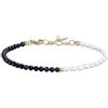 COAI Bracciale Donna Perle Acqua Dolce e Tormalina Nera Sfacettata, Bracciale Tormalina Nera Donna Regolabile, Acciaio Inox Placcato Oro 18K, Gioiello Minimal Chic
