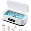 Ohuhu Pulitore Ultrasuoni, 48000 Hz Lavatrice Ultrasuoni 650ml con 5 Funzioni di Temporizzazione,Ultrasonic Cleaner per Apparecchio Denti, Protesi Dentali, Maschere Denti, Gioielli, Bianco