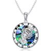 enjoylifecreative Collana Segno Zodiacale Acquario, Collana con ciondolo in conchiglia di abalone con oroscopo in argento sterling 925, Astrologia Costellazione Compleanno Gioielli Regali per Donne Ragazze