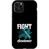 Cervical Cancer Awareness Teal Ribbon Ap Custodia per iPhone 11 Pro Lotta al cancro cervicale consapevolezza bandiera americana nastro verde acqua