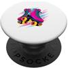 Roller Skating Quotes Retro 80s Aestheti Powered by Roller Skates Retro anni '80 Skating Skater PopSockets PopGrip Adesivo