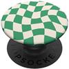 Distorted Checkered Pattern in Green Ret Motivo a scacchi distorti in verde - Scacchiera retrò PopSockets PopGrip Adesivo