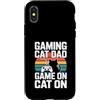 Retro Sunset Gamer Dad Gaming Custodia per iPhone X/XS Gioco retrò gatto papà gioco su gatto su