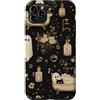 Spooky Ghost and Cat in a Bathroom Custodia per iPhone 11 Pro Max Fantasma Gatto Nero Spettrale Vintage Floreale Bagno Bolle