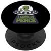 I Come In Peace PS Vengo In Pace UFO Alien Amante PopSockets PopGrip Adesivo