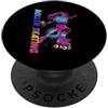 Retro 80s Roller Skater Girl Skating Des Pattinaggio a rotelle colorato Hip Hop Rollerskate amante pattinatore PopSockets PopGrip Adesivo