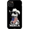 Merica USA Patriotic Cute Funny 4th of J Custodia per iPhone 11 Pro Max Occhiali da sole leopardati geco lucertola bandiera americana bandana cool