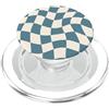 Distorted Checkered Pattern in Blue Retr Motivo a scacchi distorti in blu - Scacchiera retrò anni '70 PopSockets PopGrip per MagSafe