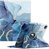 FINTIE Rotating Custodia per iPad Pro 12.9 (6ª Generazione 2022), 360 Gradi di Girevole Cover Case [Built-in Pencil Holder] con Auto Sonno/Sveglia per iPad Pro 12.9 2021/2020/2018, Ocean Marble