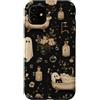 Spooky Ghost and Cat in a Bathroom Custodia per iPhone 11 Fantasma Gatto Nero Spettrale Vintage Floreale Bagno Bolle