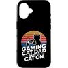 Retro Sunset Gamer Dad Gaming Custodia per iPhone 16 Gioco retrò gatto papà gioco su gatto su