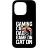 Retro Sunset Gamer Dad Gaming Custodia per iPhone 15 Pro Gioco retrò gatto papà gioco su gatto su