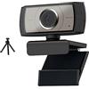 MOOILKO Webcam USB HD Messa a fuoco automatica Microfono incorporato 1920 X 1080P 30fps Web Cam Camera for PC portatili desktop Gioco Lavoro d'ufficio
