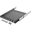 Tecmojo Scaffale Scorrevole 1U 19 Pollici per Installazione Fissa, Profondità Variabile 550-900mm, con Ripiano Estraibile, con Fermi Antiscivolo, Portata 50kg, Nero