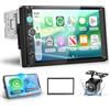 Hodozzy Autoradio 1 Din con Carplay Android Auto Wireless, Schermo IPS da 7 Pollici Compatibile con Bluetooth/FM/USB/TF/AUX/Uscita Video/Youtube/Telecamera Retromarcia