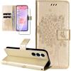 Dcjlbo Cover per Samsung Galaxy A37 5G Custodia Antiurto-Oro | Portafoglio con Pellicola Vetro Temperato Porta Carte Disegni Supporto,Leggera a Libro Pelle Flip,Antiscivolo Libretto Case