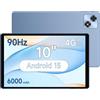 ALLDOCUBE Tablet 10 Pollici Android 15, 12 (4+8) GB + 128 GB, Processore Octa-Core, 90 Hz, Schermo IPS 1280x800, 6000 mAh, GPS/LTE/SIM+WIFI6, Blu
