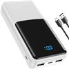 Coblob Power Bank 27000mah, Caricatore Portatile Usb C Powerbank Ricarica Rapida PD30W QC4.0, Batteria Esterna per Cellulare con 2 Ingresso & 3 Uscita Compatibile Smartphone Cuffie, Ecc.(Bianco)