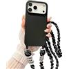 Yhsvie Custodia per iPhone 17 Pro con cinturino, Silicone Case con cordino removibile indossare intorno collo custodia a collana per iPhone 17 Pro Antiurto TPU Bumper Cover - Nero