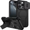 FERLAN custodia per iPhone 12 Pro Max con ring stand magnetico, cover militare antiurto con protezione fotocamera scorrevole compatible with MagSafe ricarica wireless Nero