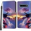 Haninsuze Cover per Samsung Galaxy S10 Plus, Portafoglio PU Pelle, albero rosa | Interno TPU Antiurto, Anti-Graffio, Fessura per Schede, Supporto Stand, Design Libro, Flip