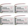 YELUFT 4 batterie ricaricabili ai polimeri di litio 3,7 V 3000 mAh 1S 1C con scheda di protezione e spina JST 1,25 per scheda di sviluppo ESP32