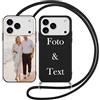 Yoedge Cover con Cordino per iPhone 17 Pro 6,9 Personalizzata, Nero Custodia con Laccio Collana Custodie Personalizzabile con Foto Testi Immagine Personalizzate Custom per iPhone 17 Pro Case