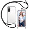 ISOI - Cover con Cordino compatibile con Samsung Galaxy S20 FE, Regolabile Collana Tracolla Laccio Collo, Trasparente Custodia in Silicone TPU Morbido con Paraurti Airbag Antiurto - Nero
