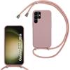 SLWYF Custodia per Samsung Galaxy S23 Ultra Cover con Cordino, Silicone Antiurto TPU Morbido Corda Collana Necklace Regolabile Stylish con Catena Ultra Sottile Cover Case, Rosa sabbia