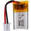 Sunkoo Batteria LiPo 3,7 V 100 mAh 601120 con cavo JST, batteria ricaricabile ai polimeri di litio per altoparlanti Bluetooth, progetti fai da te e dispositivi elettronici