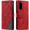 SONWO Cover per Realme 7 / Realme Narzo 20 PRO, Flip Caso in PU Pelle Case Cover Portafoglio Custodia per Realme 7 / Realme Narzo 20 PRO, [Kickstand] [Slot per Schede], Rosso