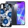 ESACMOT Custodia TPU Stampata + 2 Pellicole in Vetro Temperato Compatibili con Asus Zenfone Max M2 ZB633KL, Cover Artistica Slim Antigraffio Antishock, Protezione Totale