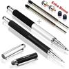 MEKO 2 Pezzi 3 in 1 Pennino Capacitivo/Penna Capacitiva Penne a Sfera in Metallo Barrel con 4 Punte per Tutti Gli Smartphone e Tablet Touchscreen, Ufficio Usa (Argento / Nero)