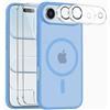 Czyoa Magnetic Cover per iPhone Air Compatibile con 2 vetri temperati e 2 vetri per Fotocamera, Translucent Matte Slim Back PC+TPU Bumper Shockproof Compatible Magnetic Cover per iPhone 17 Air - Blu