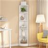 DACHETOU Libreria angolare per libri bianchi, 40 x 180 cm, in MDF, 5 ripiani, forma semplice