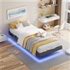 IRONCK Letto 90 x 200 cm, con illuminazione a LED e stazione di ricarica, struttura per letto 120 x 200 cm, con vano portaoggetti, telaio per letto 120 x 200 cm, letto per ragazzi, letto in metallo