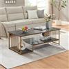 [en.casa] Tavolino Centrale da Salotto Tavolino da caffè con Ripiani in MDF Telaio in Acciaio Tavolo Basso Elegante per Soggiorno 120x60x42 cm Effetto Marmo Nero/Dorato