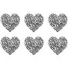 QUARKZMAN 6 Pz Cuore Patch Termoadesive Cuore Strass 2.5cm Argento Bianco | per Fai da Te Artigianato Riparazione Abbigliamento Scarpe Borsa Cappello Decorazione, Cucire Patch, Appliques