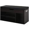 HOMCOM Scarpiera Salvaspazio da Ingresso Imbottita, Mobile da Ingresso con Scarpiera, con 3 Scomparti, Seduta in Pelle PU, per Soggiorno e Corridoio, 80x30x43 cm, Nero