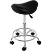 gegeweeret Sgabello da sella con ruote, sgabello girevole regolabile in altezza a 360°, per ufficio, salone, massaggio, spa a casa, altezza regolabile da 45 a 59 cm (nero)