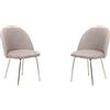 Liberoshopping Sedia poltroncina sala da pranzo o ufficio vintage in velluto con gambe in metallo SET DA 2 Pezzi (Gambe Oro, Tortora Trapuntata)