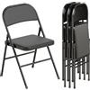 HOMCOM Set di 4 Sedie Pieghevoli Imbottite in Finta Pelle PU, Sedie Richiudibili Salvaspazio in Acciaio, Sedia Pieghevole da Interno per Casa, Ufficio, Festa ed Eventi, 45x46x78 cm, Nero