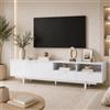 OLIVIBED Mobile TV lungo 200 cm, con 2 ante e 2 cassetti, per TV da 90 pollici, con vano aperto, mobile TV per soggiorno, camera da letto, 200 x 40 x 51 cm, bianco (bianco)