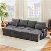 ZKLOEP Divano letto ad U a 4 posti con portabicchieri, divano ad angolo con scomparto e funzione letto, completo di cuscini, multifunzionale per soggiorno/appartamento, grigio