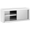 Royal Catering RCAT-120/40/50-C, Armadietto a Parete 1200 x 400 x 500 mm, Capacità di Carico 65 kg per Scomparto, Armadietto da Cucina in Acciaio Inox, 2 Ante Scorrevoli