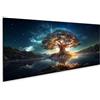 islandburner Yggdrasil - Quadro su tela con albero della vita luminoso, colorato, sacro, mitologia nordica