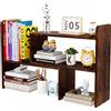 EasyPAG Scaffale Libreria Mini Legno Regolabile, Scrivania Organizzatore Tavolo, Piccola Libreria Autoportante per Casa, Ufficio, Scuola, Studio,Marrone