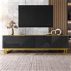 Wiuzo Mobile TV con quattro ante, supporto TV, supporto per TV, supporto TV basso, design unico, texture geometrica 160 x 37,5 x 48 cm (L x P x A) (nero)